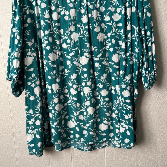 Woman Within Top 3X Floral Puff Sleeve Relaxed Comfort Casual Everyday Wear - Picture 8 of 12